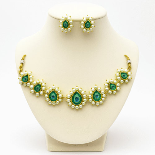 Mayur Pankh Pearl Choker Set - Classic Edition